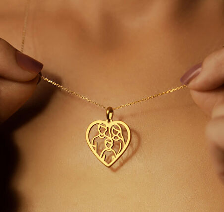 Çekirdek Aile 14 Ayar Altın Kolye