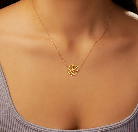 Gül 14 Ayar Altın Kolye