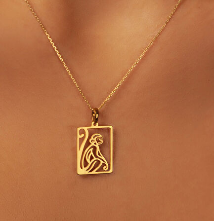 Maymun 14 Ayar Altın Kolye