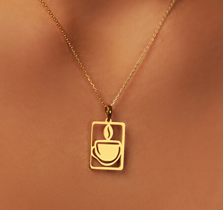 Kahve Tutkunu 14 Ayar Altın Kolye