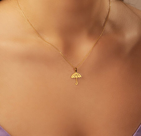 Şemsiye 14 Ayar Altın Kolye