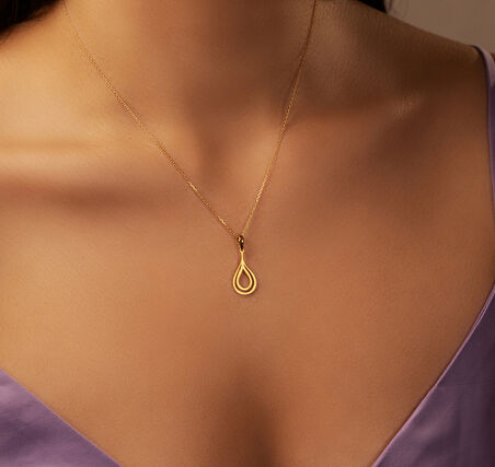 Damla Model 14 Ayar Altın Kolye