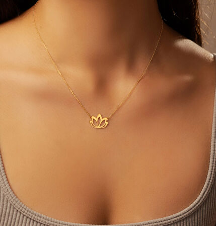 Lotus 14 Ayar Altın Kolye