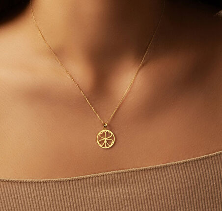 Yonca 14 Ayar Altın Kolye