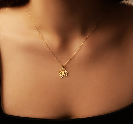 Yonca 14 Ayar Altın Kolye