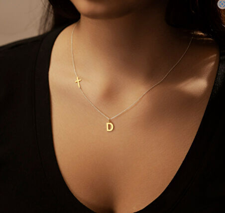 Harf Haç Model 14 Ayar Altın Kolye