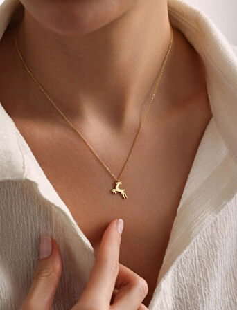 Geyik 14 Ayar Altın Kolye