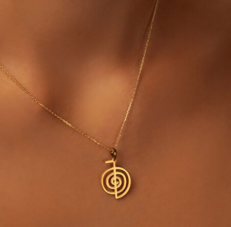 Reiki Enerji 14 Ayar Altın Kolye