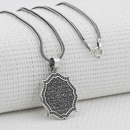 Ayetel Kursi 925 Ayar Gümüş Erkek Kolye