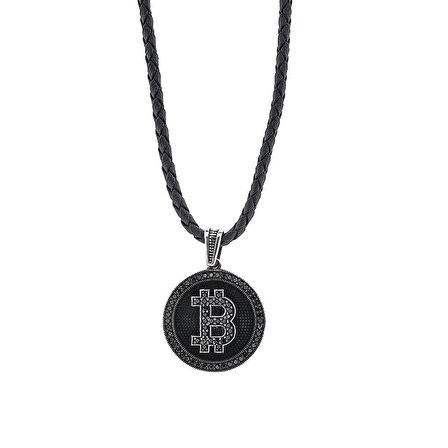 Bitcoın  925 Ayar Gümüş Erkek Kolye