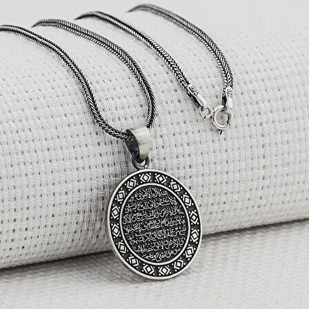 Ayetel Kursi Ayeti 925 Ayar Gümüş Erkek Kolye