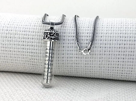 Ayetel Kursi Dualı Zemzem Sulu Muska Cevşen 925 Ayar Gümüş Erkek Kolye