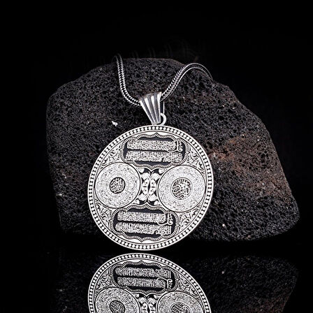 Nas Felak İnşirah Sureleri Koruma duaları Kral Zincirli Yazılı 925 Ayar Gümüş Erkek Kolye