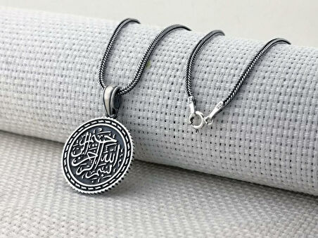 Besmelei İ şerif Dualı 925 Ayar Gümüş Erkek Kolye