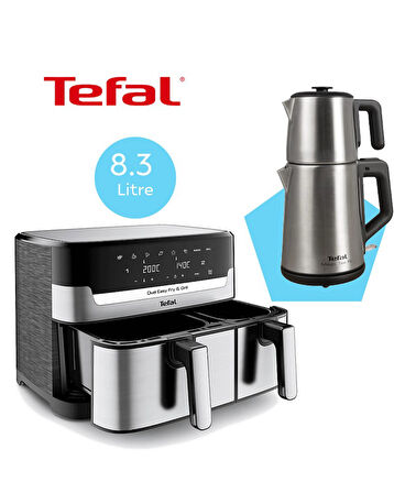 Tefal Çift Hazneli Easy Fry & Grill Dual Yağsız 8.3 Litre Fritöz ve Tefal 1500W Cam Hazneli robot