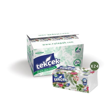 Rulopak Tekçek Bi'Dolu Maxi Peçete 2 Katlı 200 Yaprak 24'Lü Paket