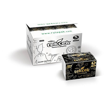 Rulopak Tekçek Horeca Dispenser Peçete 2 Katlı 200 Yaprak 18'Li Paket