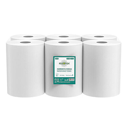 Rulopak Hareketli Havlu 2 Katlı 25 Cm 85 Metre 6'Lı Paket 13 Kg