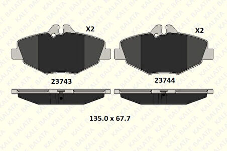 Mercedes Fren Balatası On E-Class W211 02>08 S211 03>09 - Kale B 23743 203 25 Msh