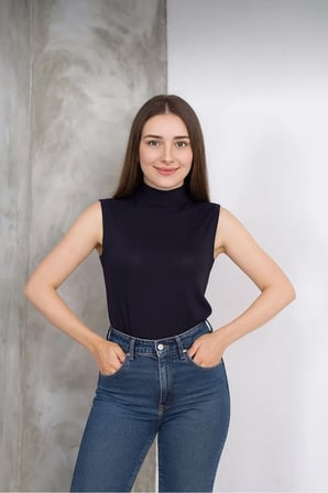 Kadın Lacivert Krem Siyah Beyaz 4'lü Kolsuz Body