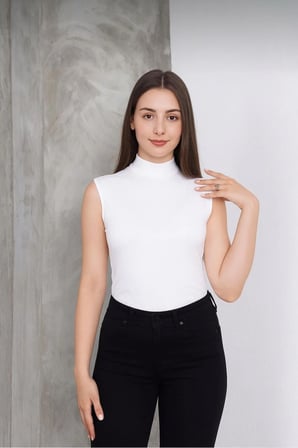 Kadın Lacivert Krem Siyah Beyaz 4'lü Kolsuz Body