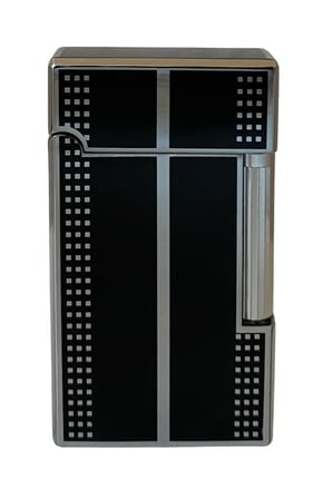 Siyah Gümüş Desenli Tek Torch Pürmüz Puro Çakmağı - TR6685
