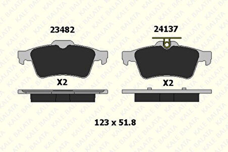 Renault Arka Fren Balatası Laguna II III Vectra C C Max Focus II 04 /> Focus II C Max (03 07) Connect 1,8tdc - Kale B 24137 165 05 Ans