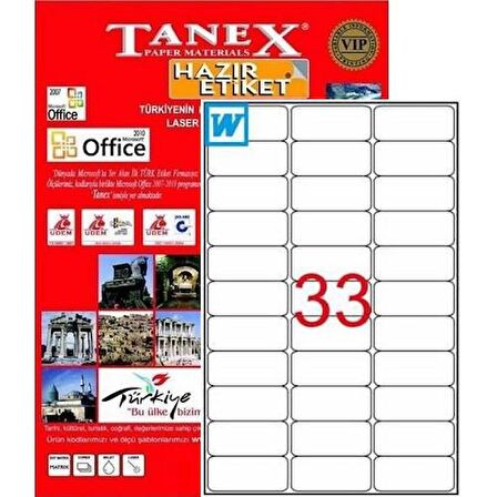 TANEX 63,5x25,4mm LAZER ETİKET TW-2033