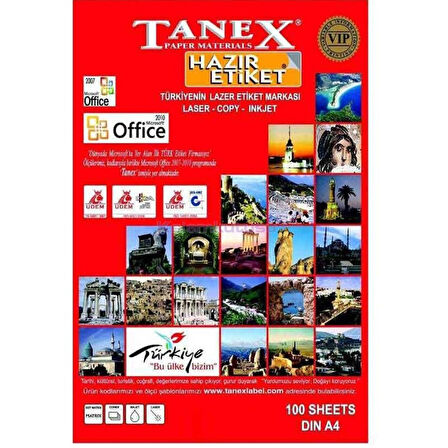 Tanex 15X7 mm. Laser Etiket 100 Adet TW-4574