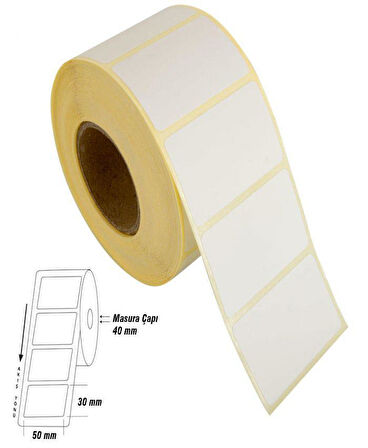 Tanex Termal Etiket Rulo 50X30Mm 1000Li - 4 adet