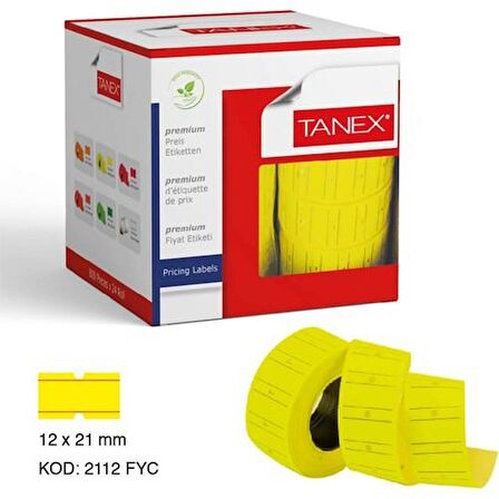 Tanex Fıyat Etiketi Çizgili 12'li Floresan Sarı