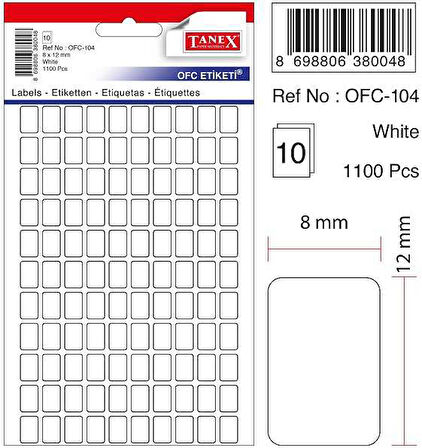 Tanex Etiket 10Lu Ofc-104 Beyaz - 2 paket