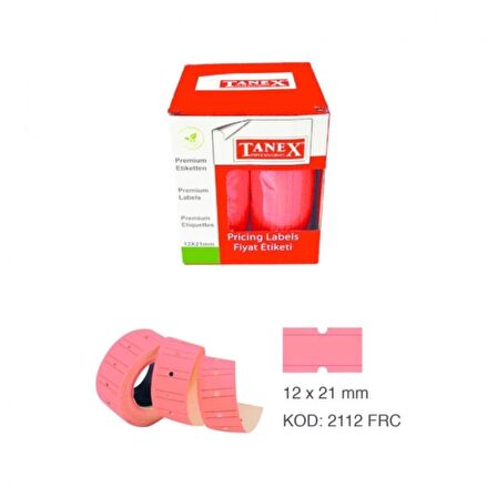TANEX FİYAT ETİKETİ 12*21 FLO PEMBE ÇİZGİLİ MOTEX (800 ADET/1 RULO)