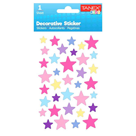 Tanex Kids Sticker Parlak Renkli Yıldızlar 36 Parça (25017)