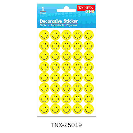 Tanex Kids Sticker Puffy Gülen Yüzler Sarı 40 Parça (25019)