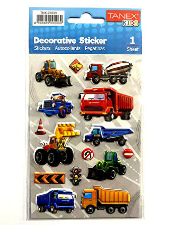 Tanex Kabartmalı Sticker İnşaat Kamyonları Tnx-25039 - 2 adet