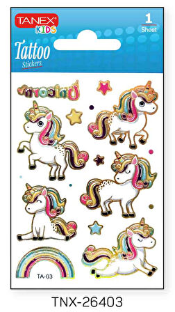 Tanex 7,5x10,5mm Unicorn Mini Tatoo Etiket TNX-26403