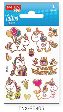Tanex 7,5x10,5mm Unicorn Mini Tatoo Etiket TNX-26405