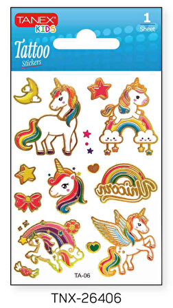 Tanex 7,5x10,5mm Unicorn Mini Tatoo Etiket TNX-26406