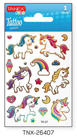 Tanex 7,5x10,5mm Unicorn Mini Tatoo Etiket TNX-26407