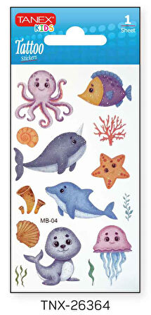 Tanex 7x12mm Deniz Hayvanları Tatoo TNX-26364