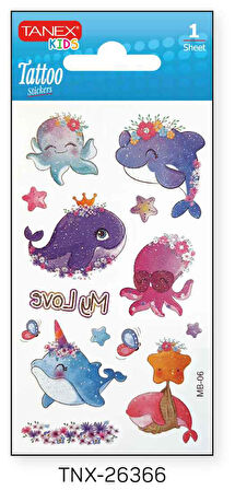 Tanex 7x12mm Deniz Hayvanları Tatoo TNX-26366