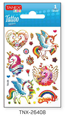 Tanex 7,5x10,5mm Unicorn Mini Tatoo Etiket TNX-26408