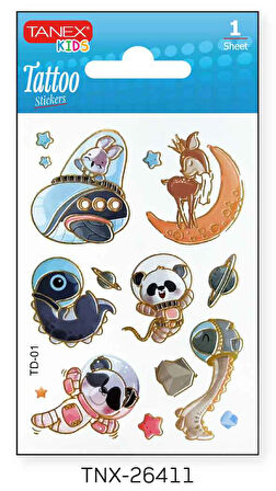 Tanex 7,5x10,5mm Gezegen-Uzay Mini Tatoo TNX-26411