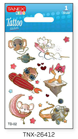 Tanex 7,5x10,5mm Gezegen-Uzay Mini Tatoo TNX-26412