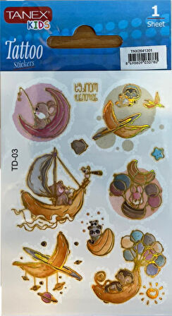 Tanex 7,5x10,5mm Gezegen-Uzay Mini Tatoo TNX-26413