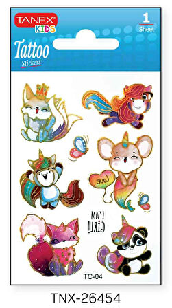 Tanex 7,5x10,5mm Neşeli Mini Tatoo Etiket TNX-26454