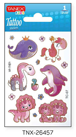 Tanex 7,5x10,5mm Neşeli Mini Tatoo Etiket TNX-26457