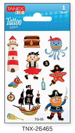 Tanex 7,5x10,5mm Sevimli Korsan Mini Tatoo TNX-26465