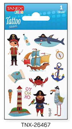 Tanex 7,5x10,5mm Sevimli Korsan Mini Tatoo TNX-26467